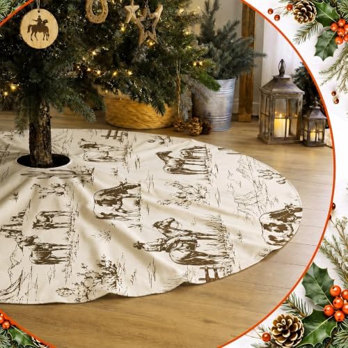 FuWeave Western Desert Cowboy Christmas Tree Skirt 36 Inch - Image 2