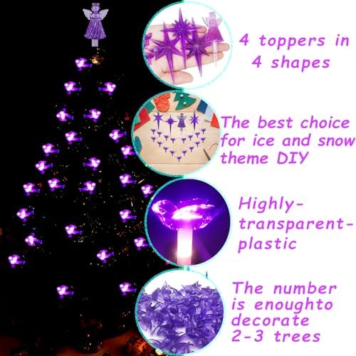 117Pcs Ceramic Christmas Tree Purple Martin Bird Replacement Lights Bulbs and 1 Angel/3Stars Topper Ornament for Ceramic Tree D??cor - Medium Plastic Pegs. - Image 3