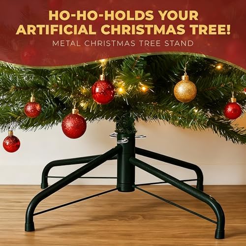 Christmas Tree Stand for Artificial Trees Holder 40cm Metal Base Heavy Duty Foldable Height Extender Legs with Adjustable Screws Sturdy Bracket for 4ft,5ft,6ft Green - Image 3