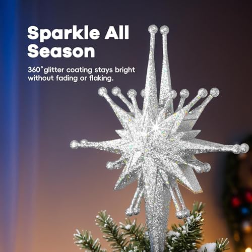 DG-Direct Christmas Tree Topper with Wide Coverage Light, Frosted Silver - Image 5