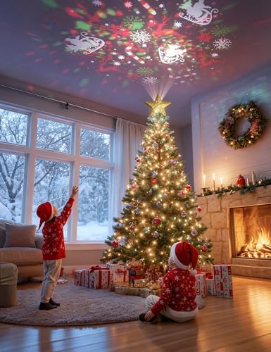 DG-Direct Lighted Christmas Tree Topper with 6 Projection Patterns, Gold - Image 2