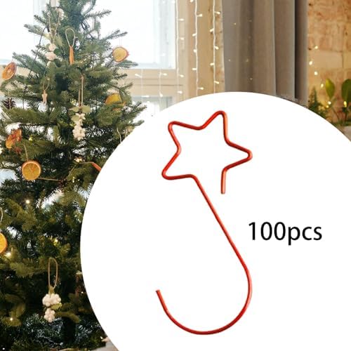 100 Pieces Star Shaped Christmas Ornament Hooks Christmas Tree Hangers Bauble Hooks Hanging Fasteners Made of Metal for Secure Hanging Suitable for Ho, Red - Image 5