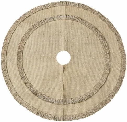 Yuboo 48" Burlap Christmas Tree Skirt with 2-Layer Tassel Design, Brown Rustic Farmhouse Jute Linen Large Fall Tree Skirt for Wedding, Birthday, Christmas Decor - Image 2