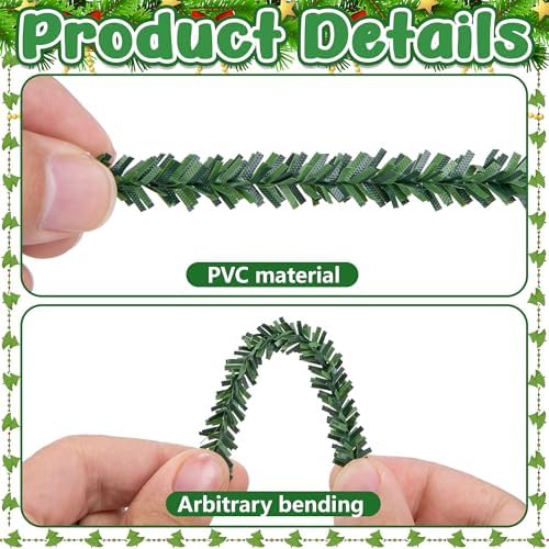 codree 150 Pcs Christmas Artificial Pine Wire Hangers, 4 Inch Flexible Pine Needles Decorative Twist Ties, Faux Pines Stems Christmas Ornament Garland Hooks for Xmas Tree Wreath Holiday Party Decor - Image 3