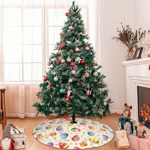 Easter Tree Skirt, Easter Decor Christmas Tree Skirts Holiday Party Mat Ornaments Tree Decorations 48" - Image 2