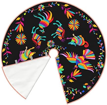 DKJlitter Christmas Tree Skirt 30 Inch, Folk Mexican Otomi Style Pattern - Image 4