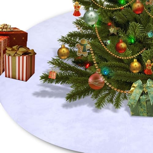 Christmas Tree Skirt 56 inch, White Plush Christmas Tree Skirt, for Family Christmas Decoration, Christmas Party Decoration(White???Large) - Image 6