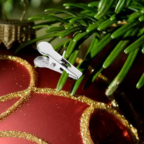 GANAZONO 100pcs Christmas Flower Ornament Clips with Firm Grip and Compact Iron Design, Silver Mini Alligator Clips for Christmas Tree, Wreath Decorations, and Home Gatherings - Image 5