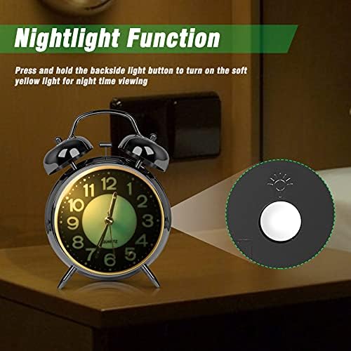 AYRELY?? Super Loud Alarm Clock for Heavy Sleepers, 4.5 Inch Twin Bell Retro - Image 4