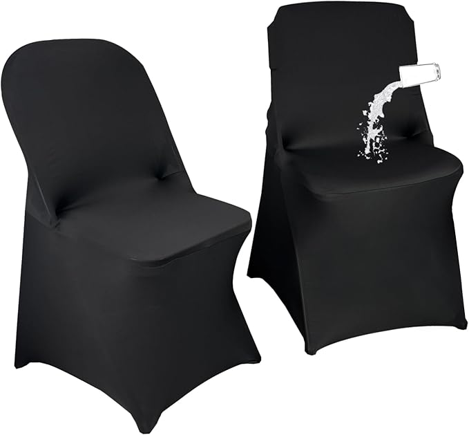 40PCS Stretch Spandex Folding Waterproof Chair Covers,Universal Fitted Chair Cover Protector for Wedding Party Banquet Holidays Celebration Decoration(Black)