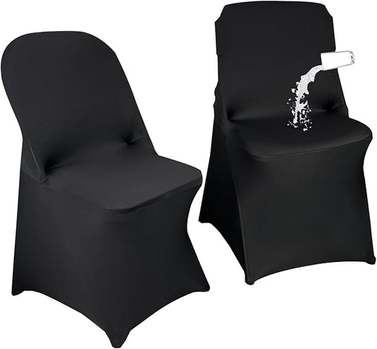 40PCS Stretch Spandex Folding Waterproof Chair Covers,Universal Fitted Chair Cover Protector for Wedding Party Banquet Holidays Celebration Decoration(Black)