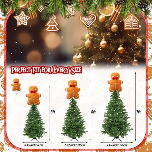 Gejoy Christmas Gingerbread Tree Topper Plush Stuffed Tree Toppers Ornaments for Christmas Party Indoor Xmas Holiday Festive Home Decoration - Image 2