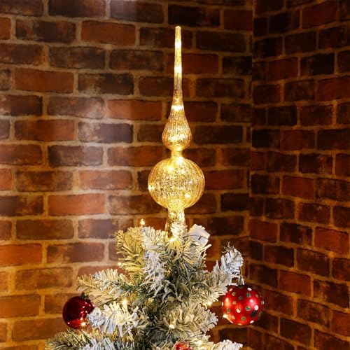 Gejoy 12" Mercury Glass Christmas Tree Topper,Classic,Golden - Image 2