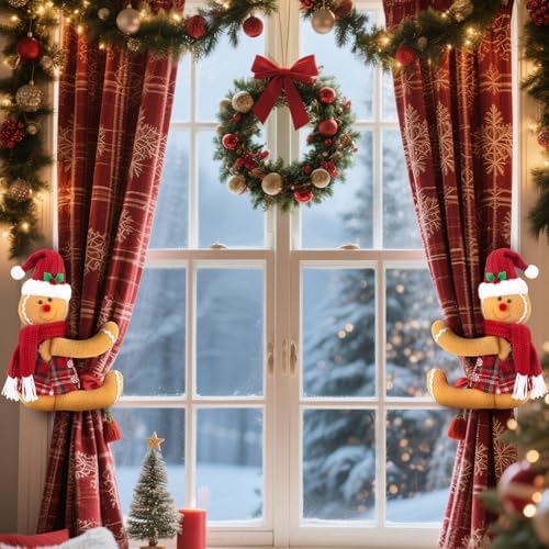 Gingerbread Tree Topper, Cute Plush Stuffed Gingerbread Hugger Decor GingerbreadS Christmas Decorations for Christmas Tree Curtain Wine Bottle Holiday Home Decor - Image 6