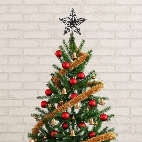 Aneco 10 Inches Metal Glittered Christmas Tree Topper Star Treetop Decoration for Christmas Home Decor, Black - Image 7