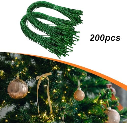Vaveren 200 Pieces Christmas Hooks Hanger String Precut Ropes Snap Fastener Secure Ornament Attachment Polyester Suitable for Tree Decoration Holiday, Green - Image 4