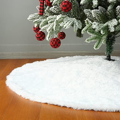 Sattiyrch Faux Fur Christmas Tree Skirt 59",White Xmas Decorations for 10ft-12ft Christmas Tree (White, 59in) by Sattiyrch