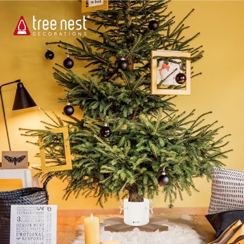 Nest Christmas Tree Stand Base for 6ft Real Tree - Modern Small Tabletop Holder Xmas Decoration Hip (White) - Image 3