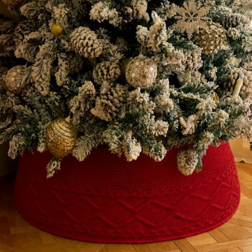 Noiclub Knit Christmas Tree Collar, Christmas Tree Skirt, Cream, 23-30 in by Noiclub