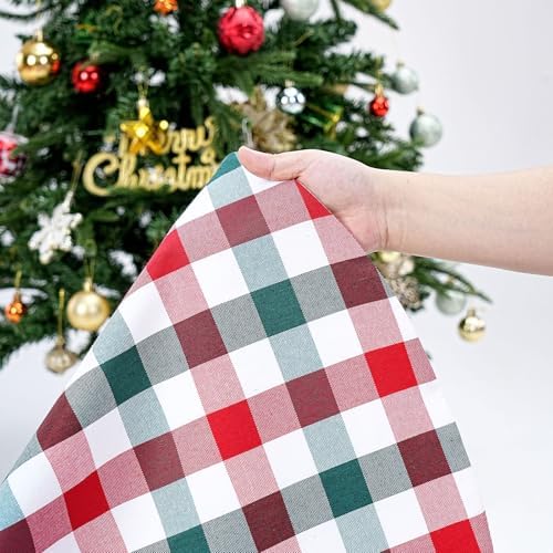 36 Inch Buffalo Plaid Tree Skirt Christmas Tree Skirt Red White Green - Image 2