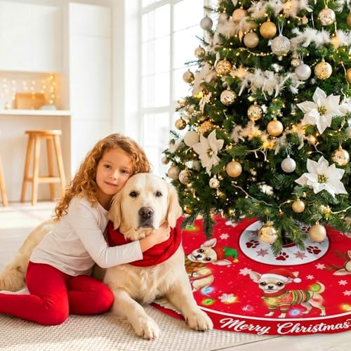 Chihuahua Christmas Tree Skirt 48 Inch for Indoor Outdoor Decorations - Image 3