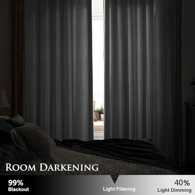 StangH Solid Thick Velvet Curtains - Bedroom Moderate Blackout Window Treatment Set Rich Fluff Soundproof Drapes/Drapery with Solid Grommet Top for Guest Room, W52 by L72-inch, 2 Panels