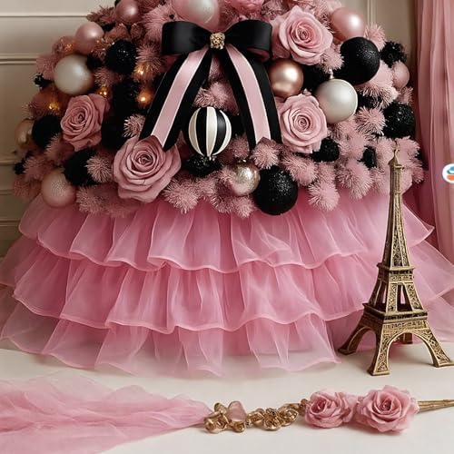 Halloscume 25 Inch Pink Tulle Christmas Tree Collar Skirt Wedding by Halloscume