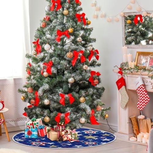 American Stars USA Flag 48 Inch Christmas Tree Skirt, Soft Xmas Tree Mat for Party Decoration Holiday Decor Christmas Decorations Indoor Outdoor - Image 4