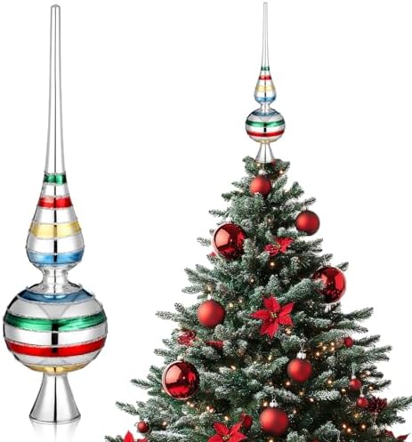 Gejoy Mercury Glass Christmas Finials Tree Topper Silver Ornaments by Unknown