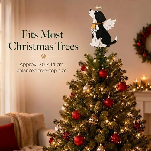 Soulchen Christmas Tree Topper Metal Black Angel Dog - Image 4