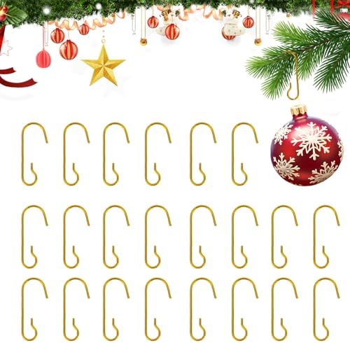 Christmas Ornament Metal Hooks Hangers, 200PCS Gold Bendable Metal Wire Hanging Hook for Christmas Tree Decoration Easter Egg Hangers Halloween Party Decoration by Unknown