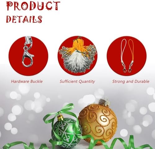 SHERY Christmas Ornament Hanging String Tree Hanger String Hanging String Adjust Hook String with Snaps for Xmas Tree Ornament Decorations 200PCS - Image 5