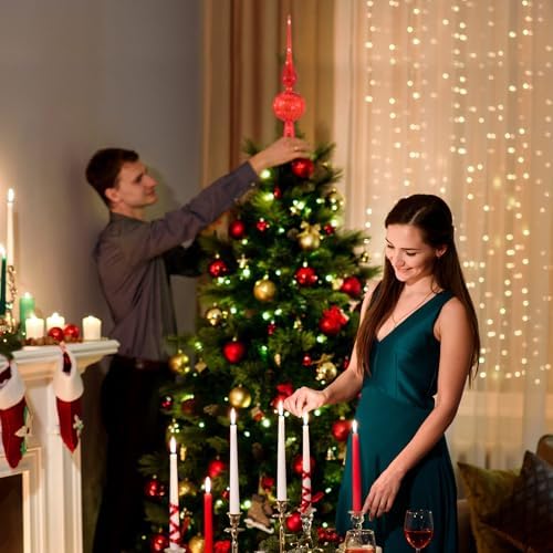 Gejoy 12" Mercury Glass Christmas Tree Topper,Classic,Red - Image 5