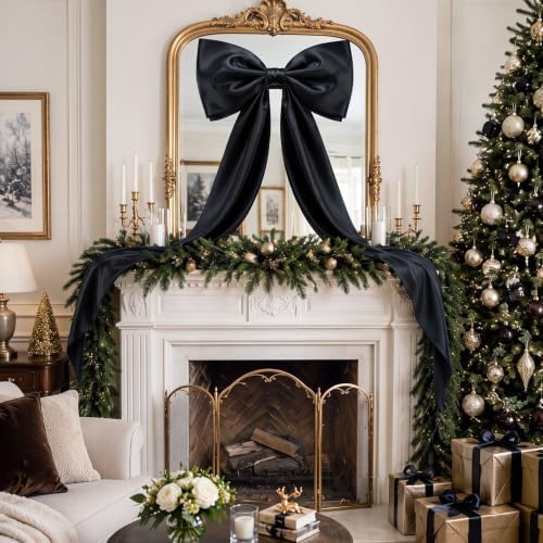 Daifunli 24 x 79 Inches Giant Satin Bow Christmas Tree Topper,Black - Image 5