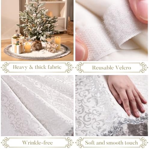 Valery Madelyn 60 Inch Sliver Christmas Tree Skirt for Tree Decorations - Image 4