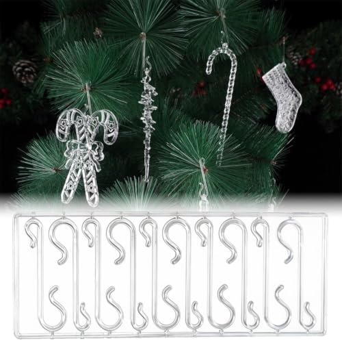 100Pcs Christmas Tree S-Shaped Hooks,Christmas Ornament Hangers Weatherproof Plastic Hooks Clear Accessories Home Decoration, Party Supplies for Tree Wreath - Image 4
