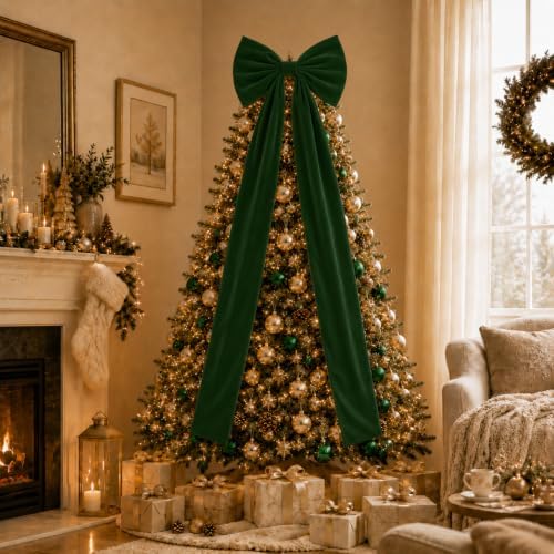 Knitgrip 1 Pack 20x71 in Christmas Large Velvet Bows, Dark Green by Knitgrip