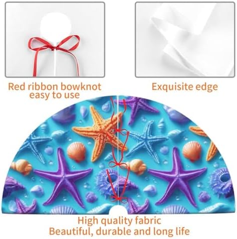 Coral Atarfish Traditional Christmas Tree Skirt Holiday Party Xmas Tree Skirt Mat Christmas Ornaments Decoration 36 Inch - Image 3