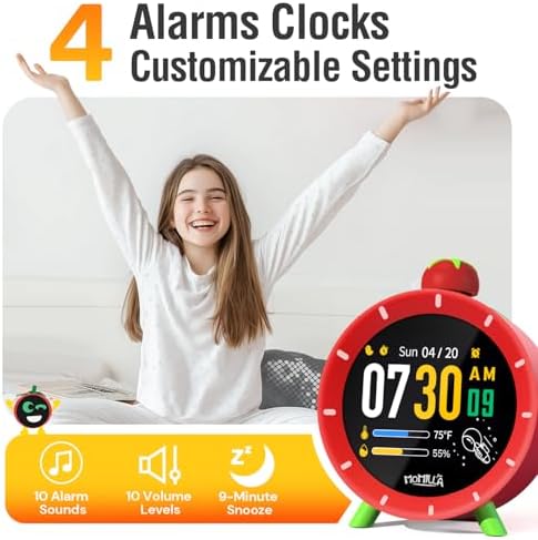 MOMILLA Kids Alarm Clock, Color Display 4 Alarms, Visual Timer for Bedrooms - Image 4