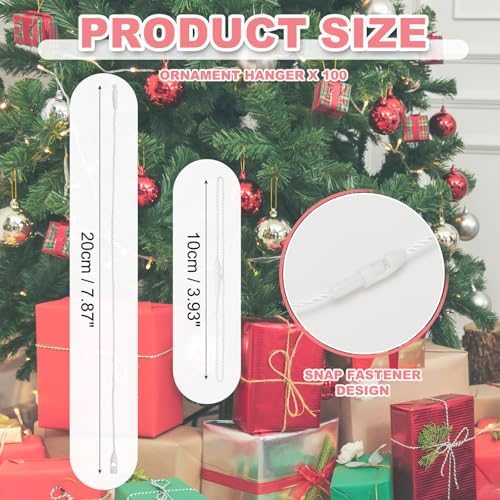 PATIKIL Christmas Ornament Hooks, 100 Pcs LED String Light Hanging Cable Holiday Decor Gift Tag Hanger with Snap Lock for Valentine's Halloween, White - Image 2