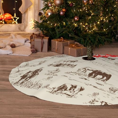 Western Desert Cowboy Christmas Tree Skirt Funny Tree Mat for Farmhouse Xmas Holiday Party Decorations Indoor Outdoor 36 Inch - Image 6