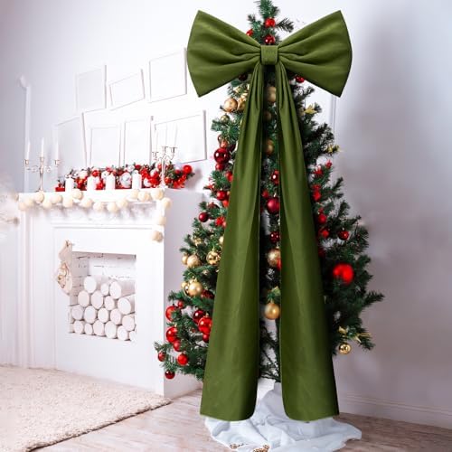 Knitgrip 1 Pack 20x71 in Christmas Large Velvet Bows, Moss Green - Image 4