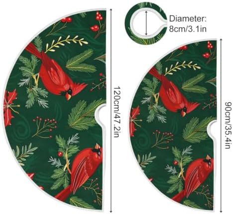 ATTX Red Cardinal Bird Christmas Tree Skirt Home Decoration Large Round Tree Skirt 47.2 Inches - Image 3
