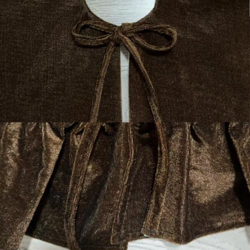 59-Inch Chocolate Brown Ruffled Velvet Christmas Tree Skirt with Bow Ties, Extra Large Vintage Round Pleated Xmas Tree Base Cover for Christmas Holiday Home and Party Decor, 150 cm - Image 4