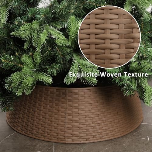 Blissun Christmas Tree Ring, 28.5" Plastic Christmas Tree Collar, Christmas Tree Skirt for Artificial Christmas Trees Decoration (Extra Large, Brown) - Image 4