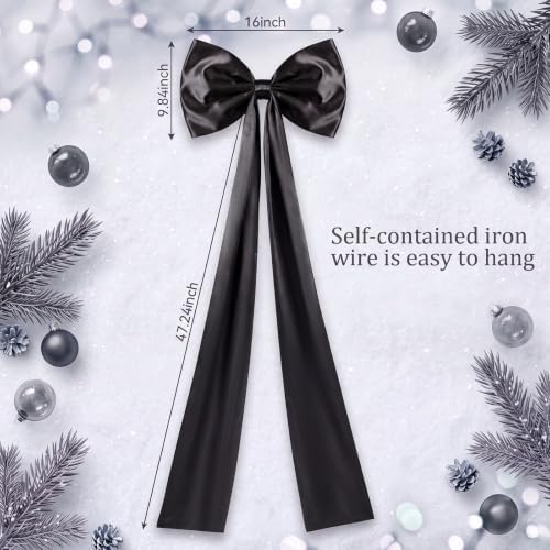 Daifunli 24 x 79 Inches Giant Satin Bow Christmas Tree Topper,Black - Image 2