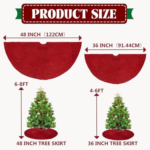 36 Inch Red Knitted Christmas Tree Skirt - Image 2