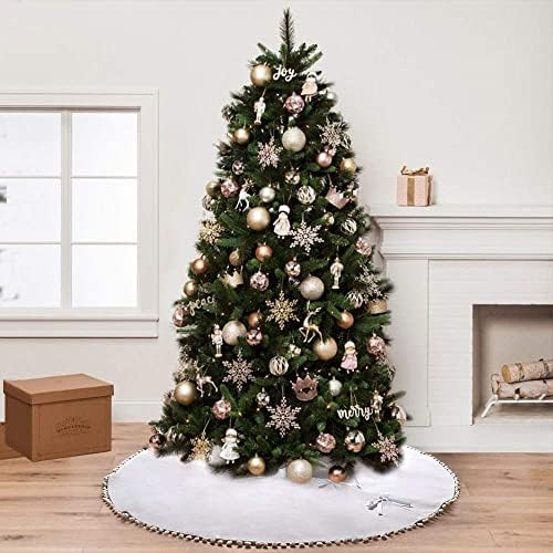 48 inch Large Christmas Tree Skirt White Skirt Rustic Christmas Decorations - Image 5