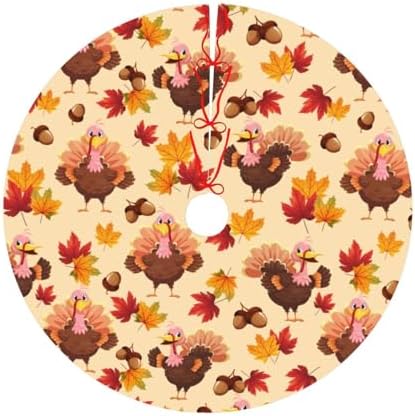 Happy Thanksgiving Day Turkey Pumpkin Christmas Tree Skirt 48" for Xmas Halloween New Year Holiday Party Home Tree Mat Decor Ornaments Decoration - Image 6
