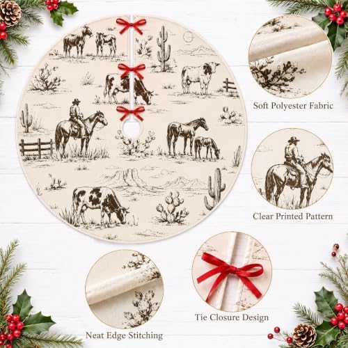 FuWeave Western Desert Cowboy Christmas Tree Skirt 36 Inch - Image 4